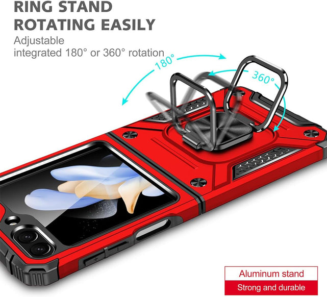 Redpepper Galaxy Cases Z Flip 6 Cover anello stand 360 blu vetro