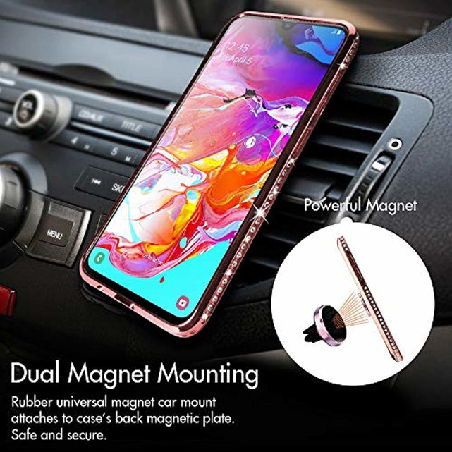 Redpepper Galaxy Cases A70 cover glitter oro rosa con anello