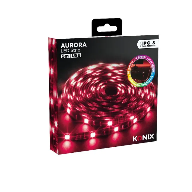 Konix Aurora Striscia LED Gaming 5 m USB 16 Colori