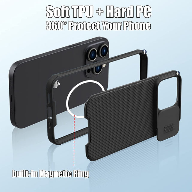 Redpepper iPhone 14 Pro cover slide con copriobiettivo nera