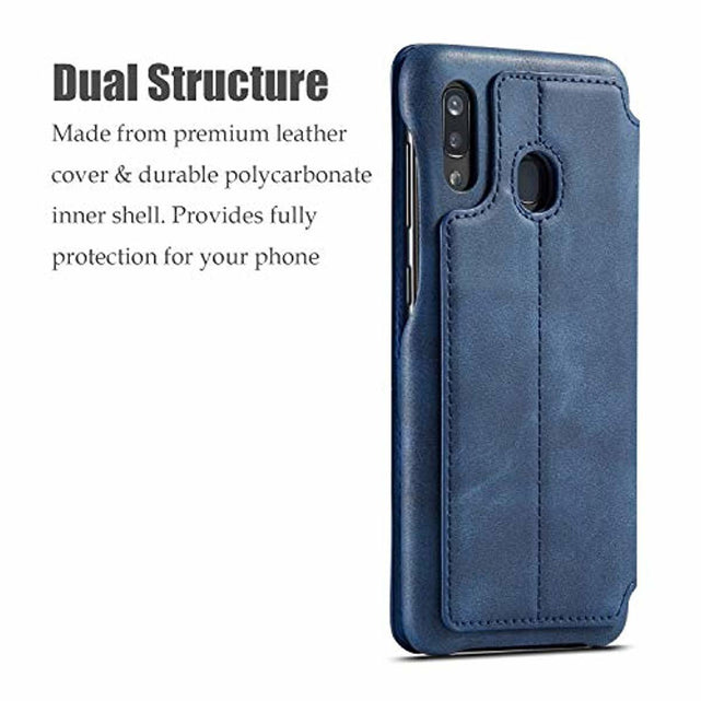 Redpepper Galaxy A70 Custodia Pelle Blu Wallet con Stand