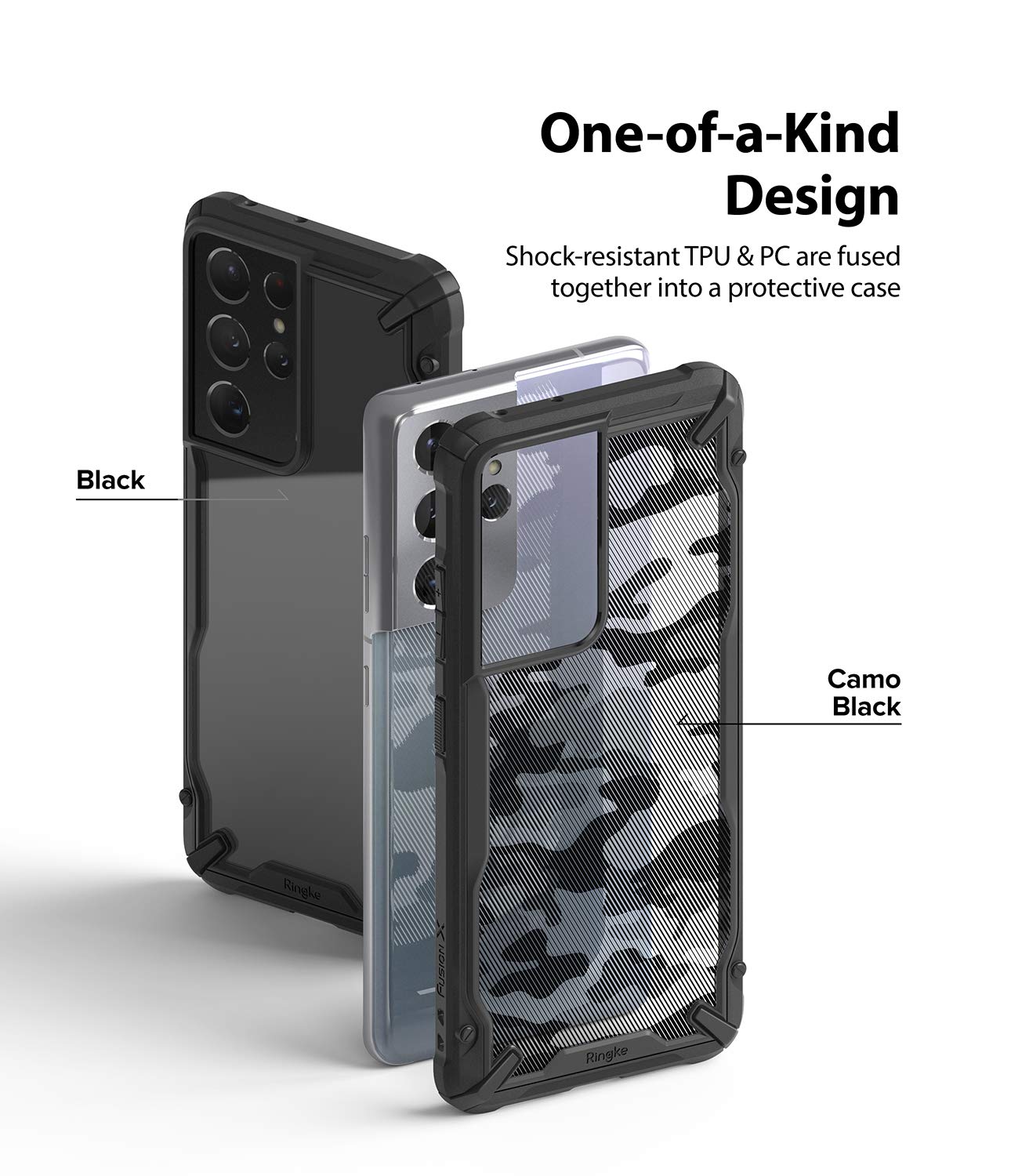 Ringke Fusion-X Galaxy S21 Ultra Cover Camo Black Mimetica