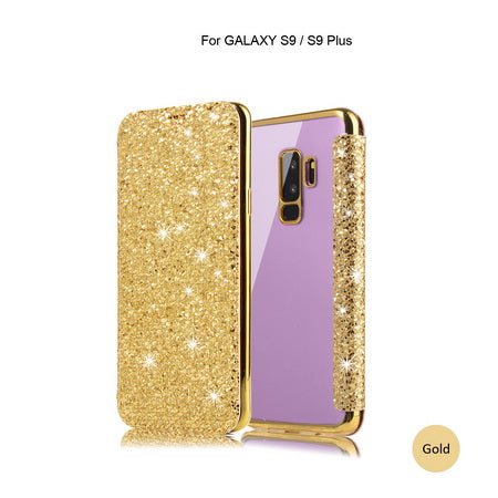 Redpepper Galaxy S10 Cover Portafoglio Glitter Pelle Nera