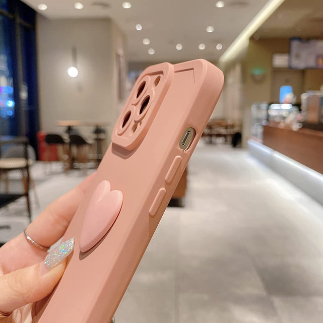 Redpepper iPhone 13 Pro Cover silicone cuore rosa shock