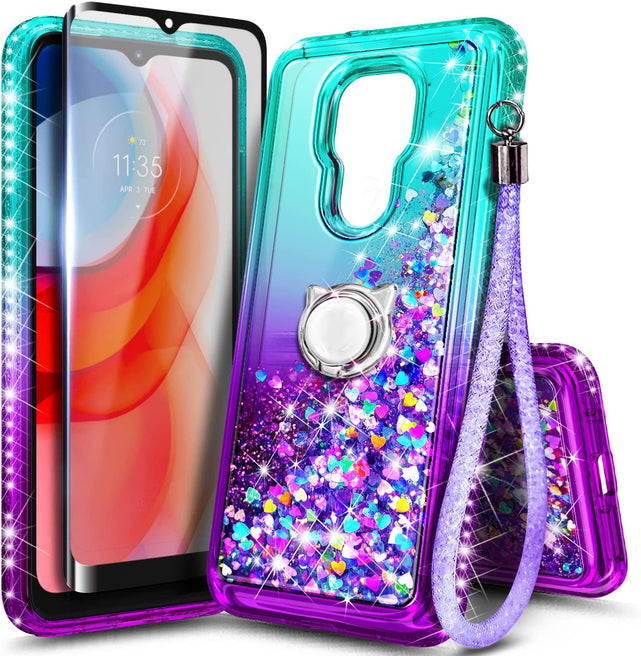 Redpepper Moto G Play 2021 Cover Glitter Rosa Aqua TPU Slim