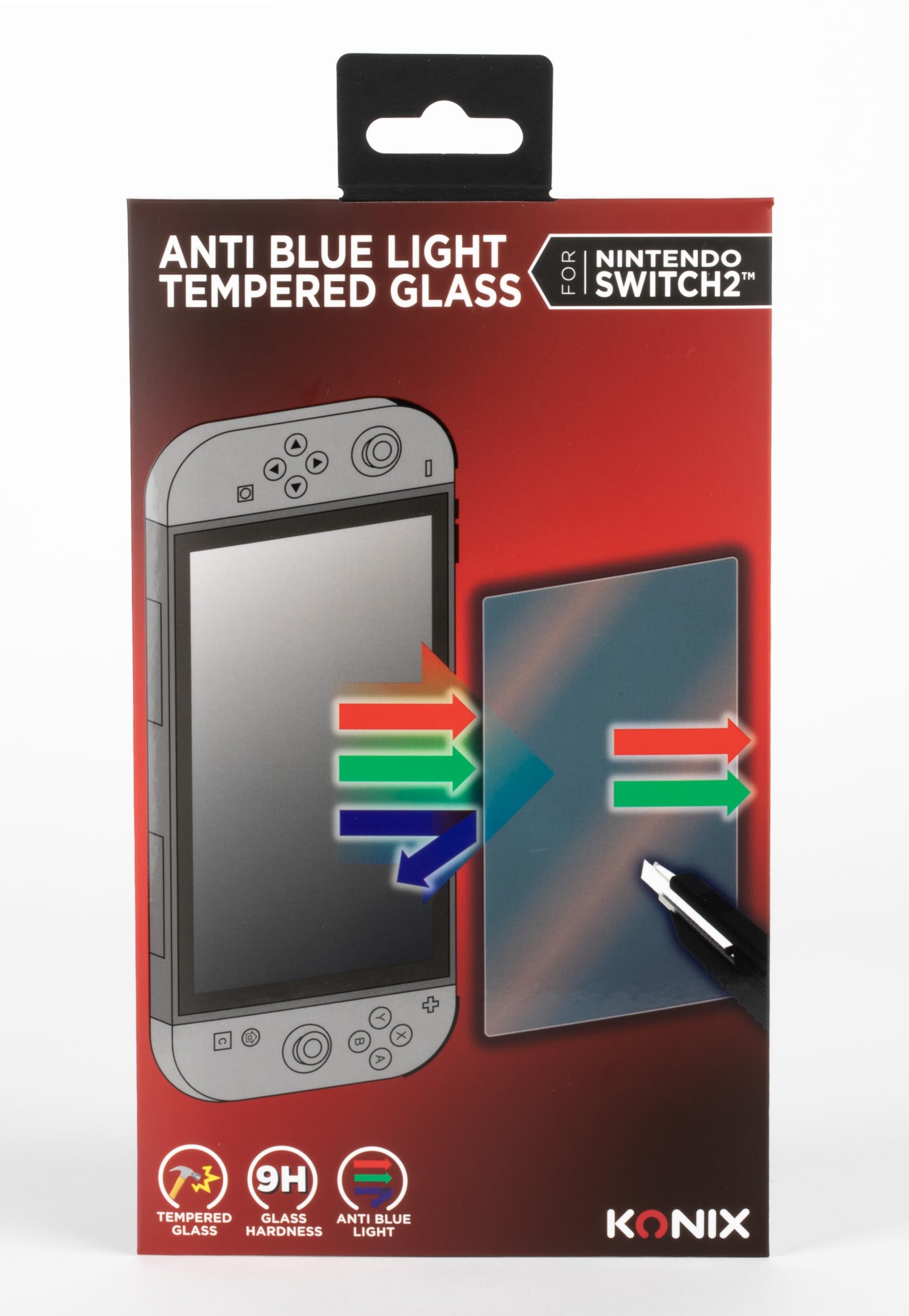 Konix Screen vetro temperato Switch 2 anti-luce blu 9H