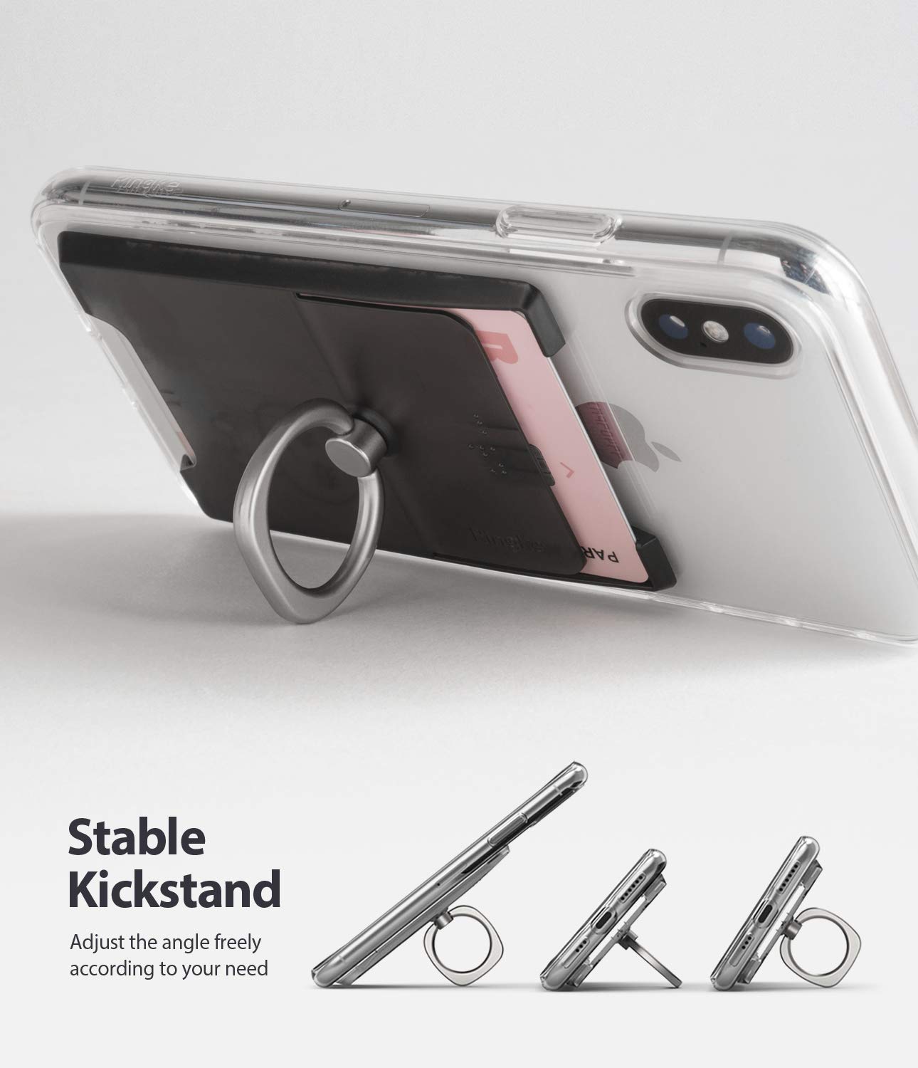 Ringke Ring Slot Porta Carte Nero con Anello Supporto