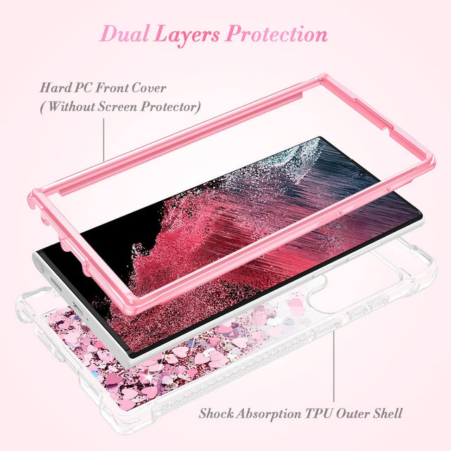 Redpepper Galaxy S22 Ultra cover glitter liquida TPU