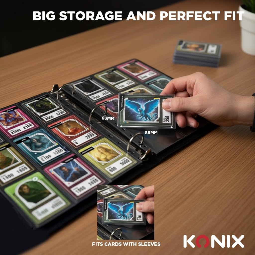 Konix Raccoglitore ad Anelli Carte 63x88 mm Nero