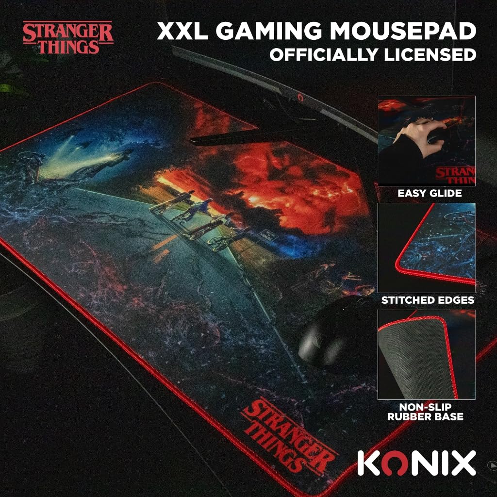Konix Stranger Things Tappetino Mouse XXL 90x46 Microfibra