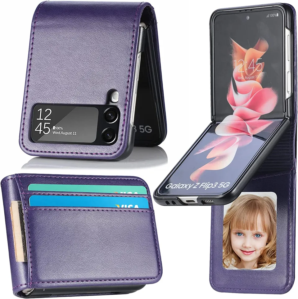 Redpepper Galaxy Z Flip 4 cover portafoglio nero pelle