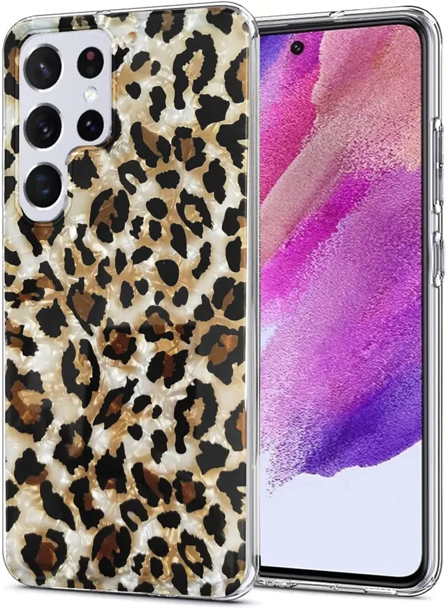 Redpepper Galaxy S22 Ultra cover leopardata oro rosa glitter