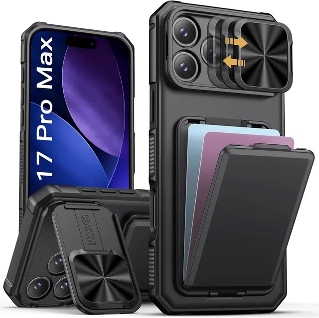 Redpepper iPhone 17 Pro Max Cover Wallet Carte Stand Antishock