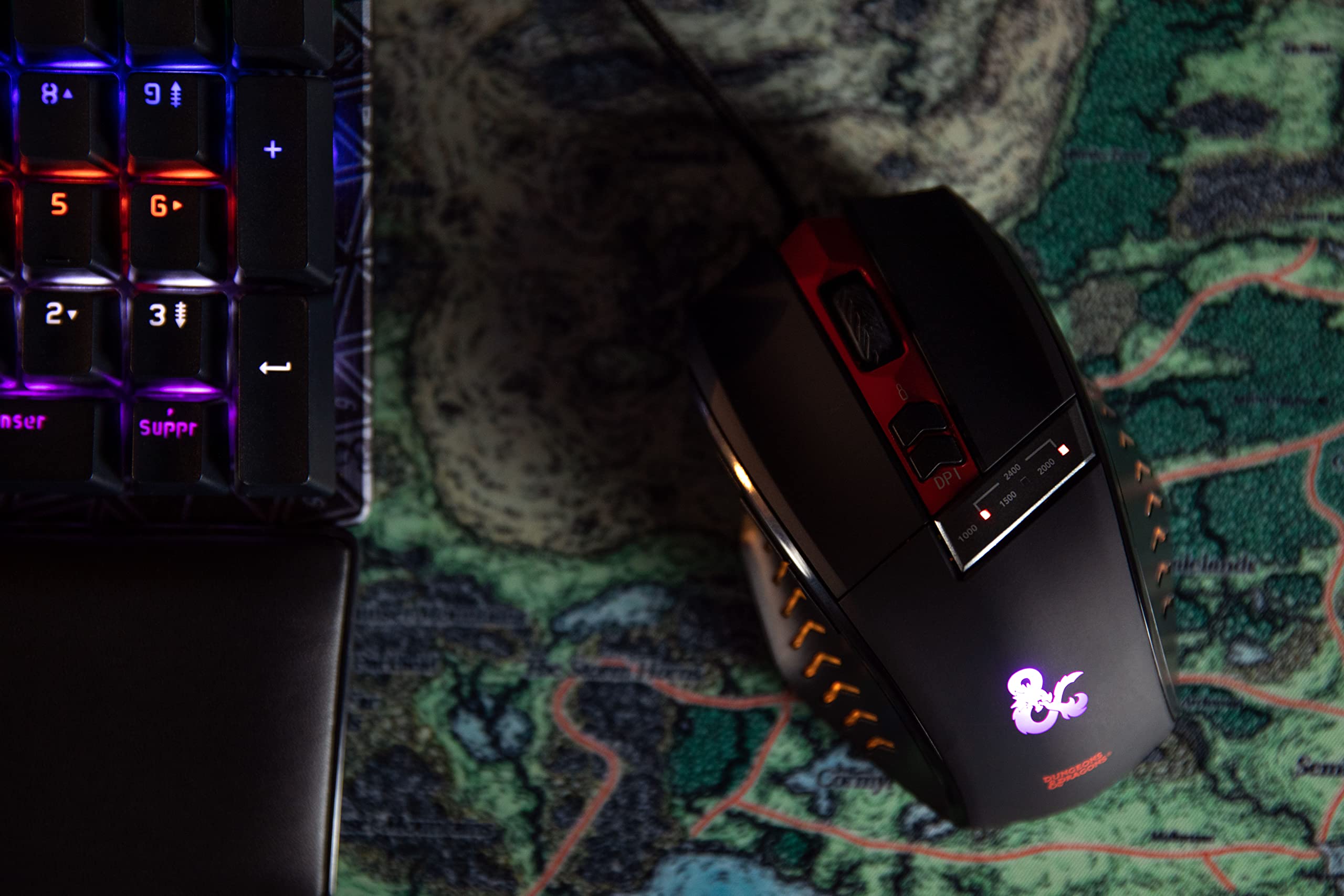 Konix Dungeons & Dragons Mouse Gaming USB Nero Rosso Cavo 1,8m