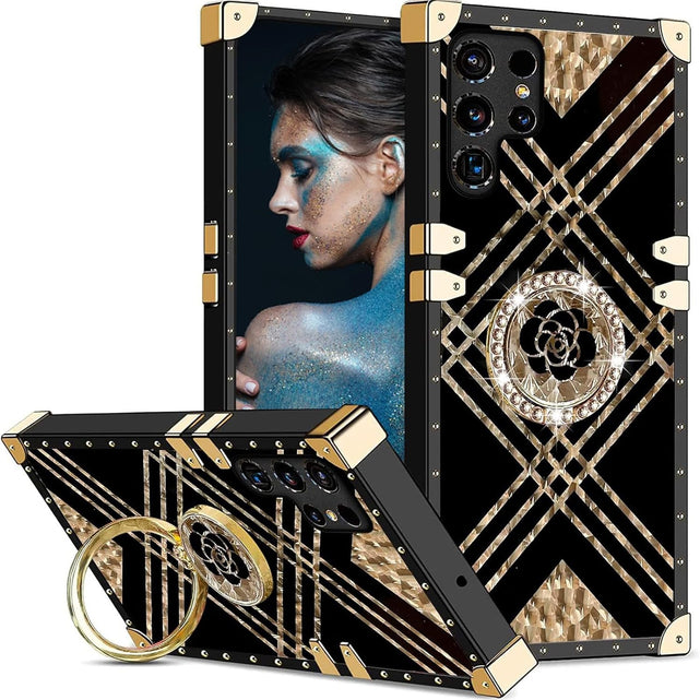 Redpepper Galaxy Cases S25 Plus custodia TPU nera stand anello