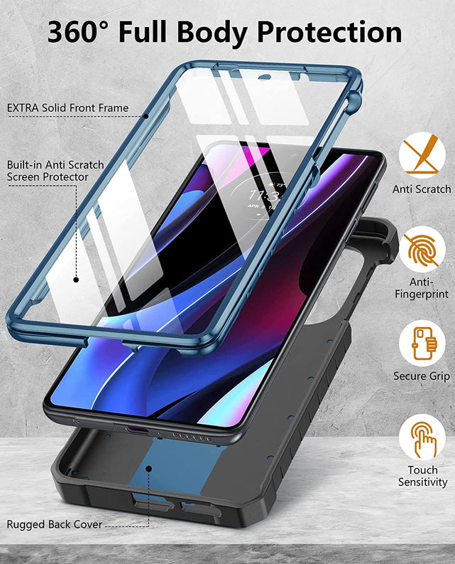 Redpepper Motorola Edge Plus 2022 cover blu con stand