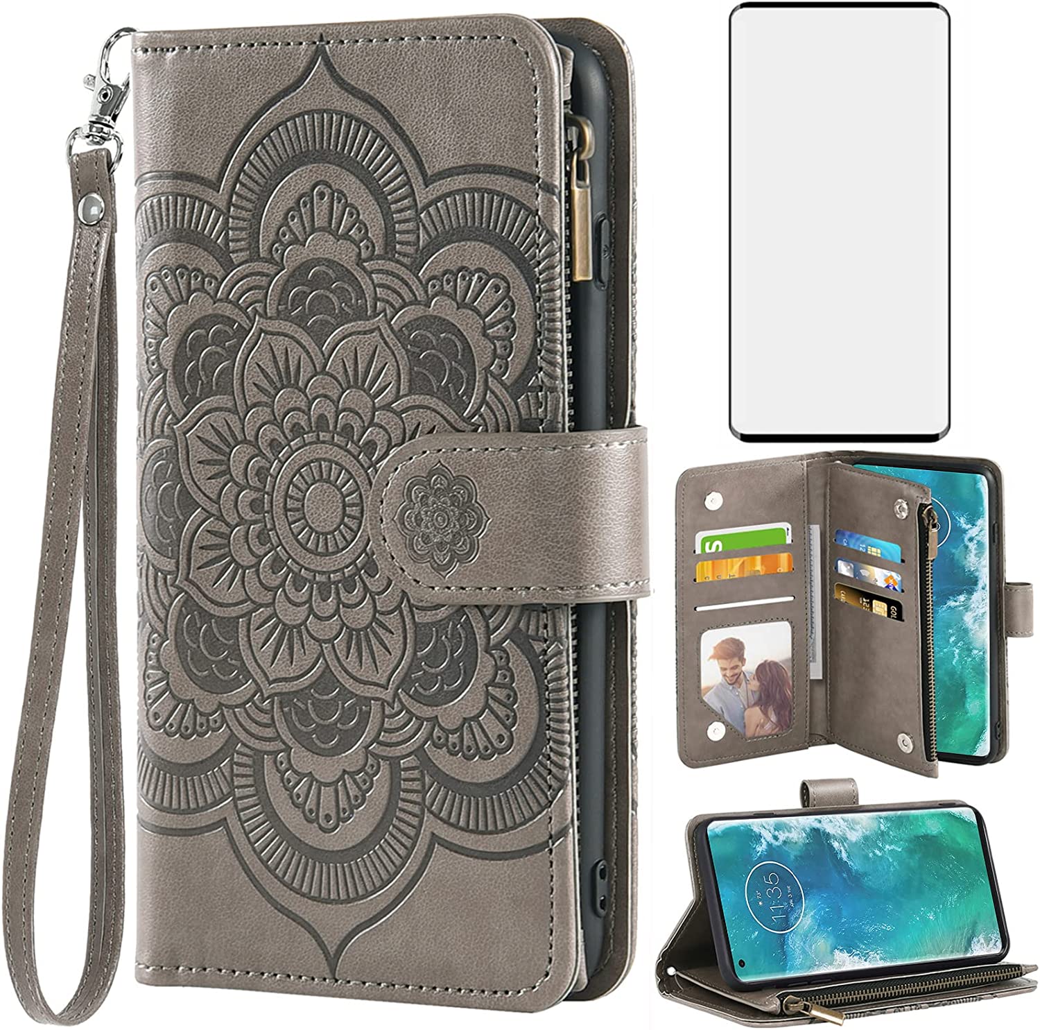 Redpepper Moto Edge Plus Cover Portafoglio Oro Rosa con Zip