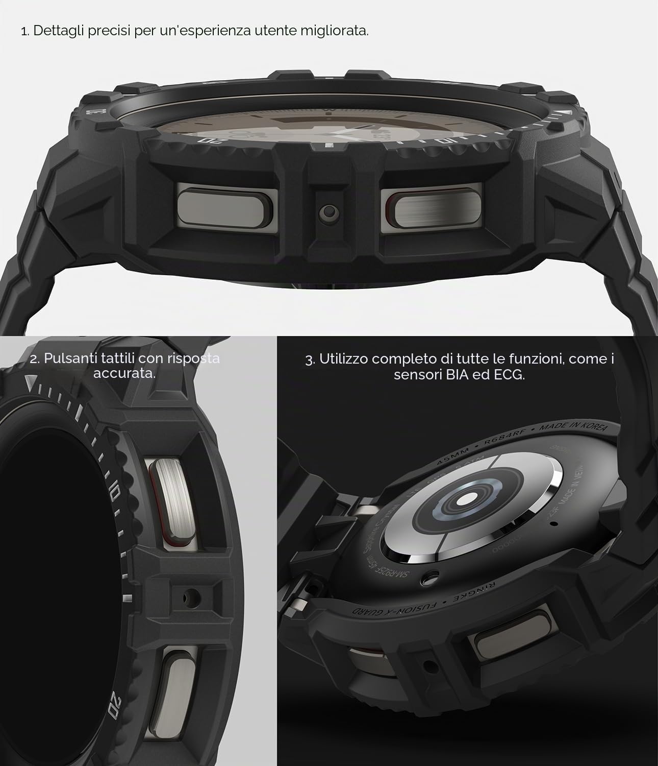 Ringke Fusion X Guard cover Galaxy Watch 5 Pro nera cinturino