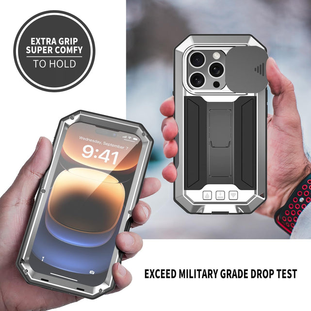 Redpepper iPhone 16 Cover Corazzata Metallo Gialla Kickstand