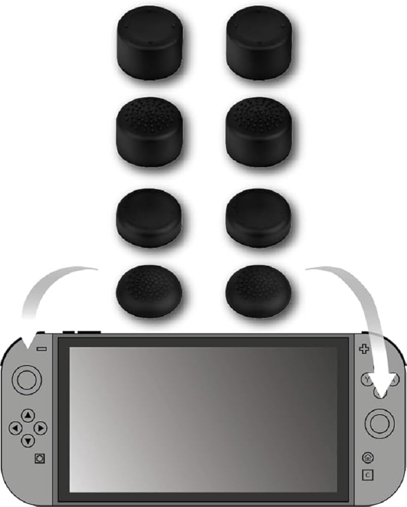 Konix Controllers Thumb Grip Joy-Con Switch 2 Nero 8 Pezzi