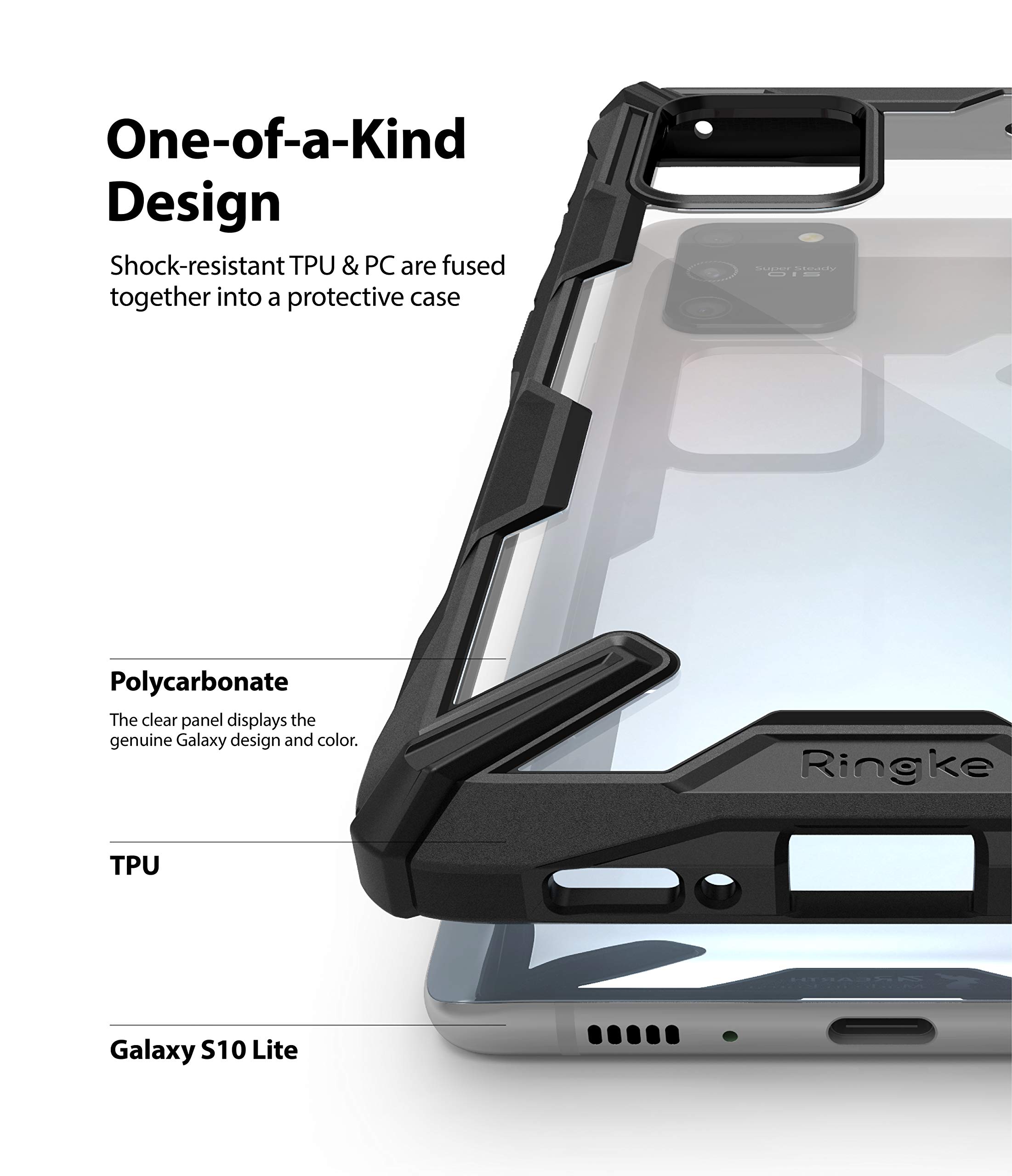 Ringke Fusion-X Cover Galaxy S10 Lite Nero trasparente antiurto