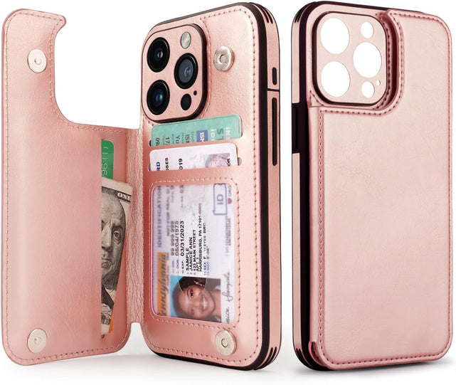 Redpepper iPhone 15 Pro custodia portafoglio pelle nera