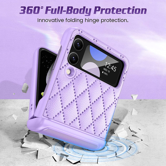 Redpepper Z Flip 4 cover pelle viola con cerniera