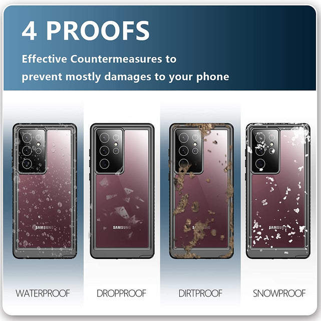 Redpepper Galaxy S22 Ultra Cover Impermeabile IP68 Trasparente