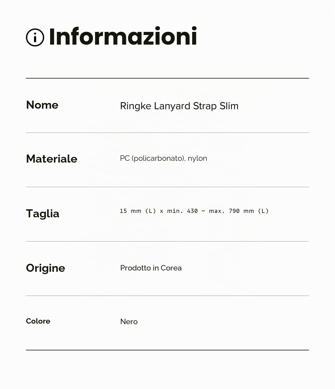Ringke Strap Laccetto Tracolla Nero per Custodia Telefono