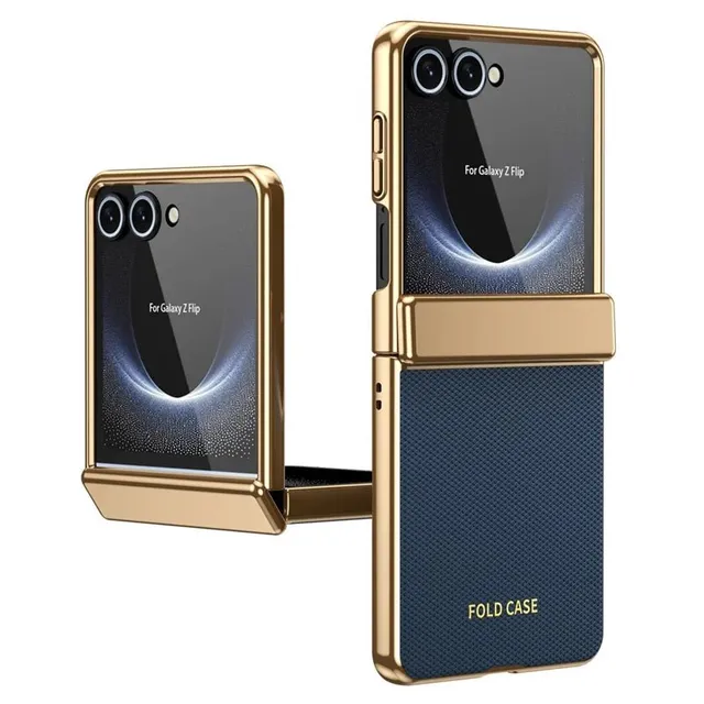 Redpepper Galaxy Z Flip 8 custodia pelle blu con vetro