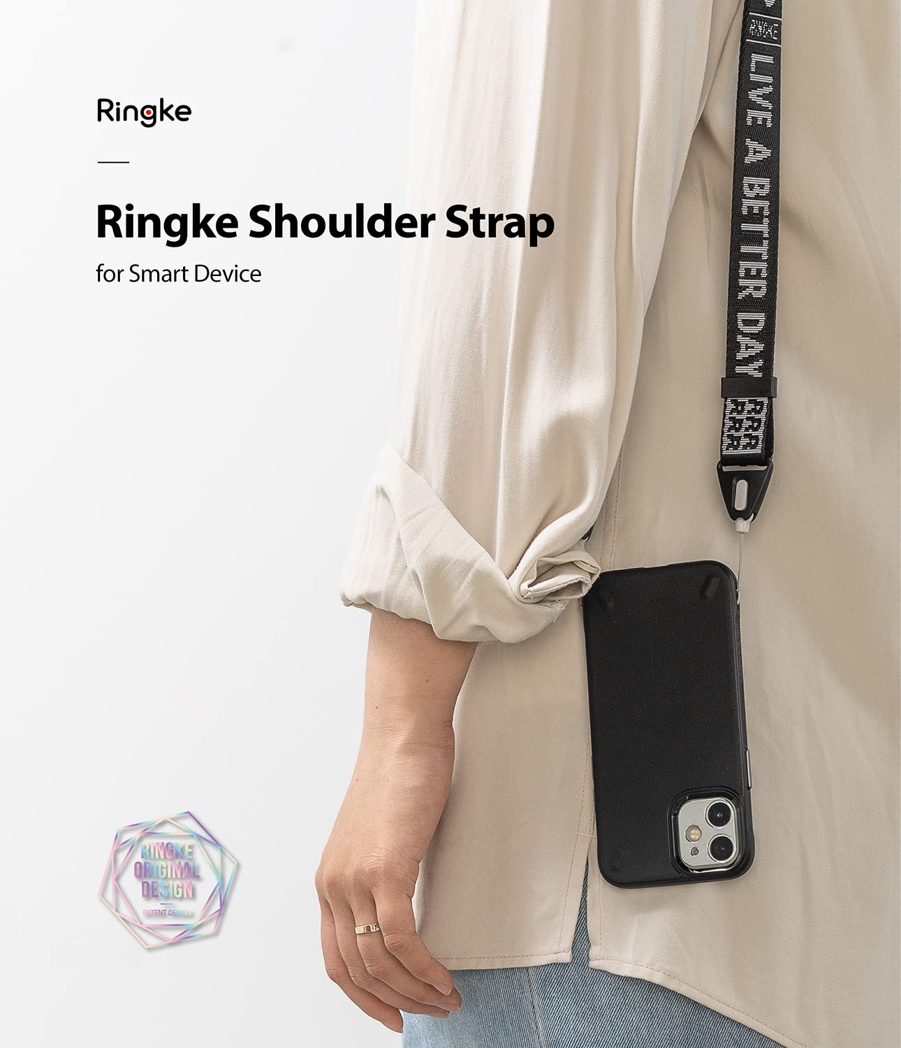 Ringke Strap Ticket Band 2 tracolla nylon nero regolabile