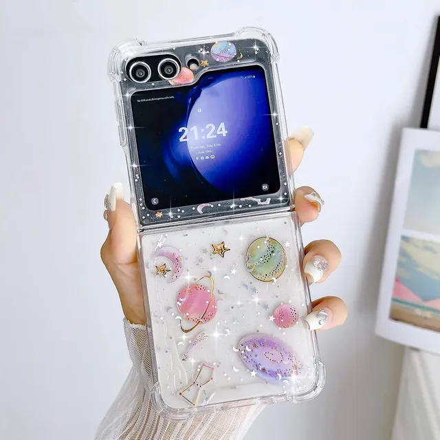Redpepper Galaxy Z Flip 5 cover glitter viola brillantini