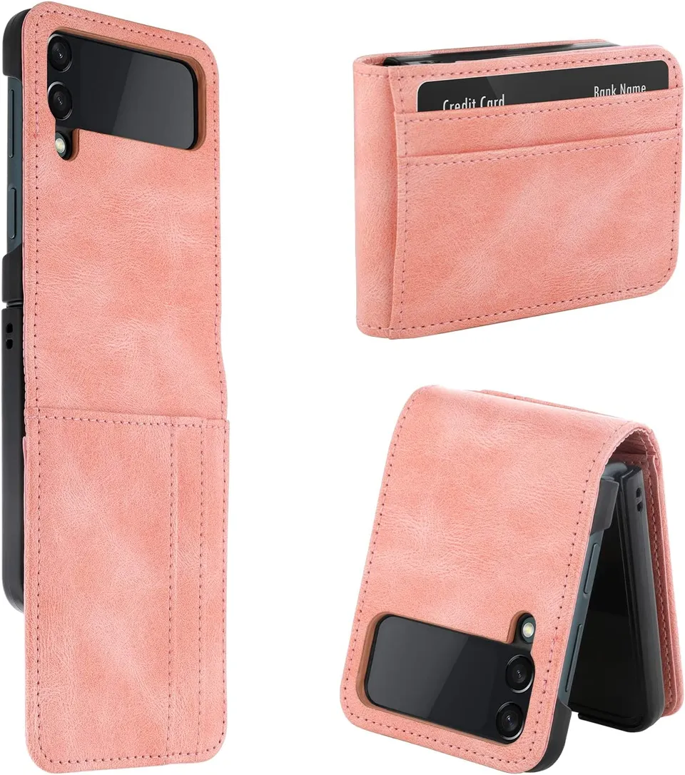 Redpepper Galaxy Z Flip 4 Custodia Portafoglio Pelle Nera 3 Carte