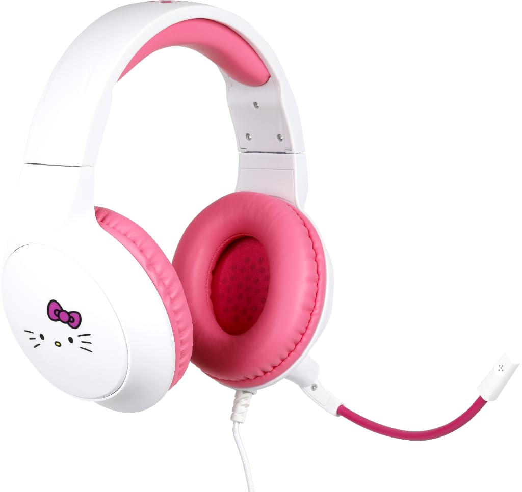 Konix Hello Kitty Cuffie Gaming Cablate Bianco Rosa Jack