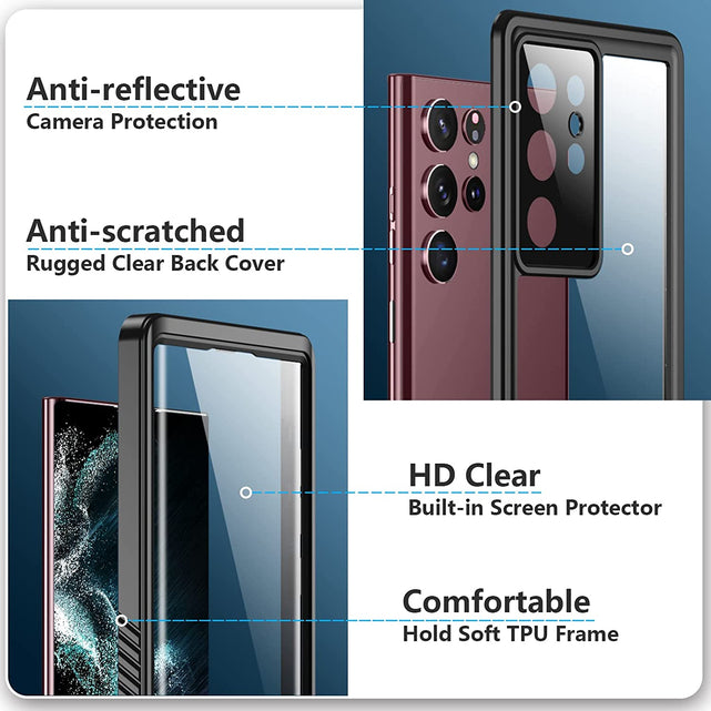 Redpepper Galaxy S22 Ultra Cover Impermeabile IP68 Trasparente