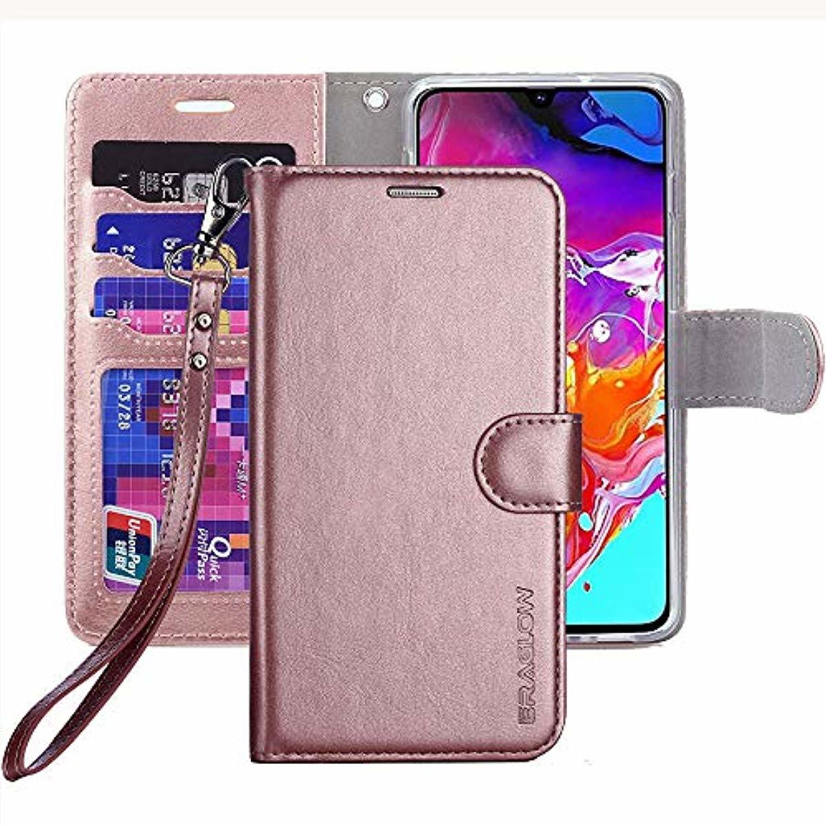 Redpepper Galaxy A70 Cover Portafoglio Pelle Oro Rosa