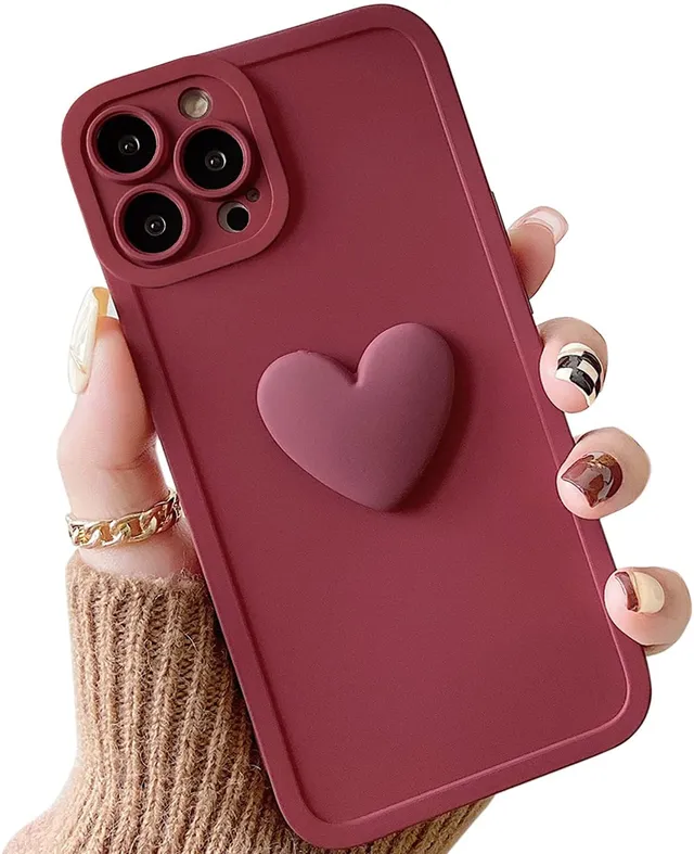 Redpepper iPhone 13 Pro Max cover silicone cuore 3D rosa