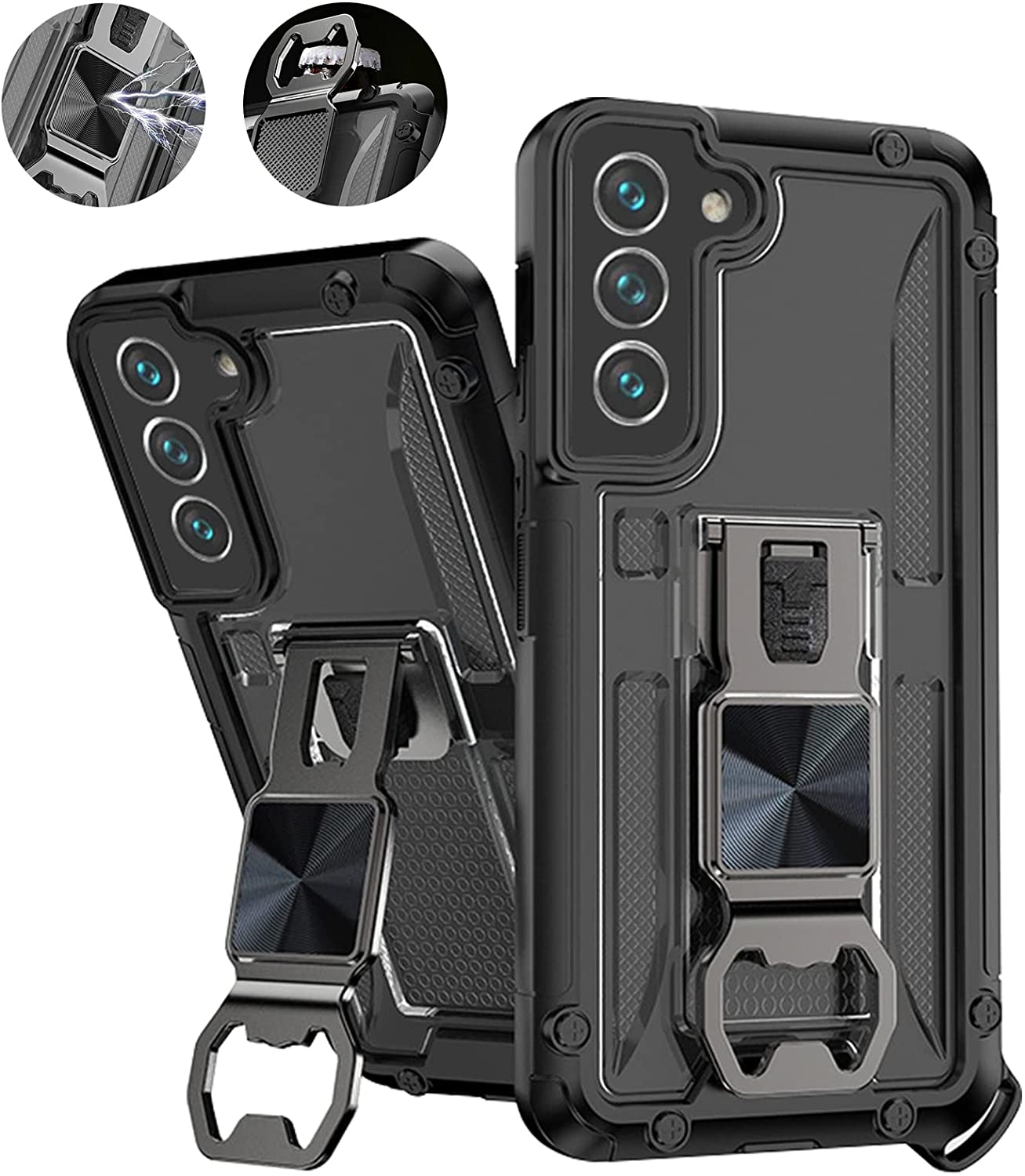 Redpepper Galaxy S22 Plus Cover Magnetica Nera con Anello