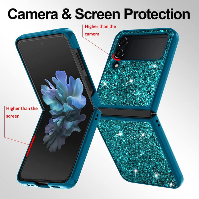 Redpepper Galaxy Z Flip 4 cover glitter blu brillantini donna