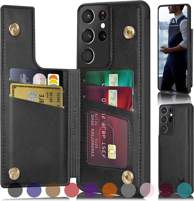 Redpepper Galaxy S21 Ultra cover portafoglio pelle rosso vino