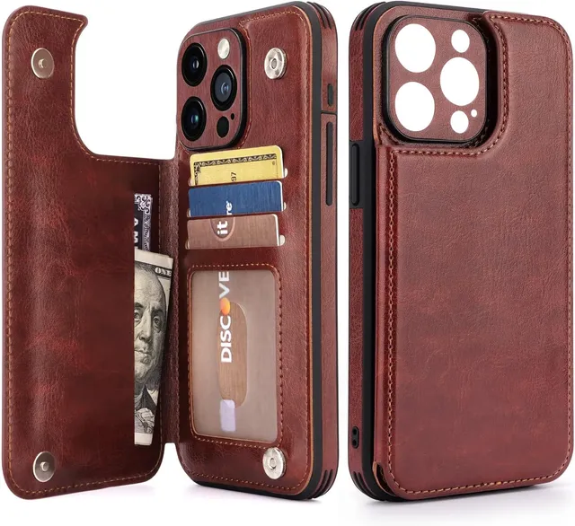 Redpepper iPhone 15 Pro Max cover portafoglio nera pelle