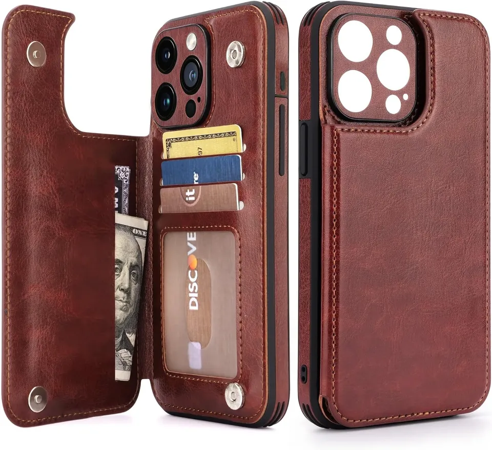 Redpepper iPhone 15 Pro Max cover portafoglio nera pelle