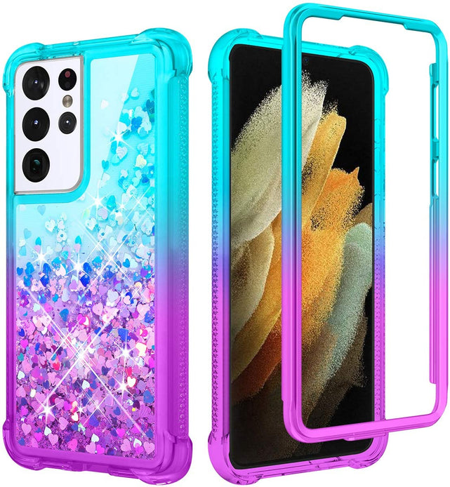 Redpepper Galaxy S21 Ultra Cover Glitter Liquida Antiurto