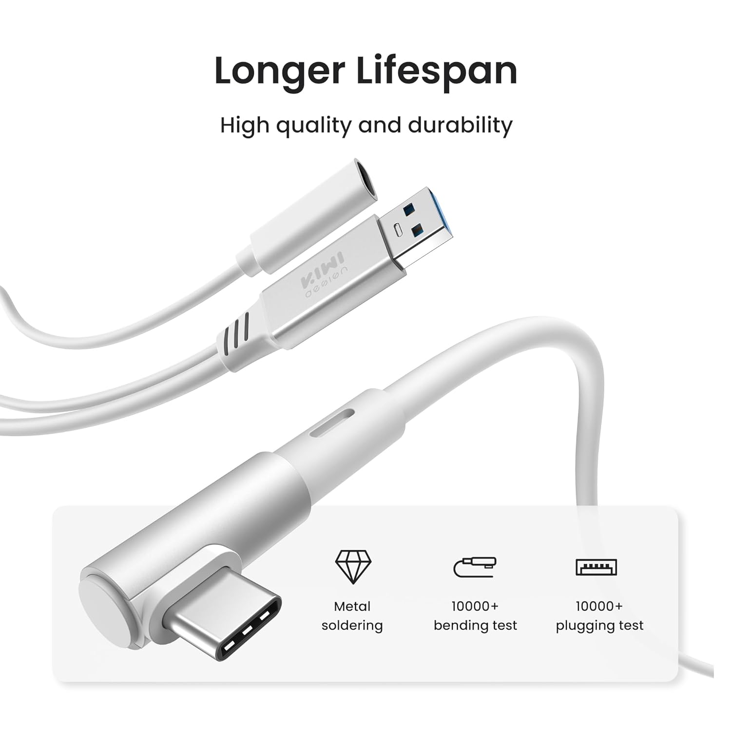 KIWI Design Link Cable L1 Plus 5m USB-C Bianco Quest Ricarica