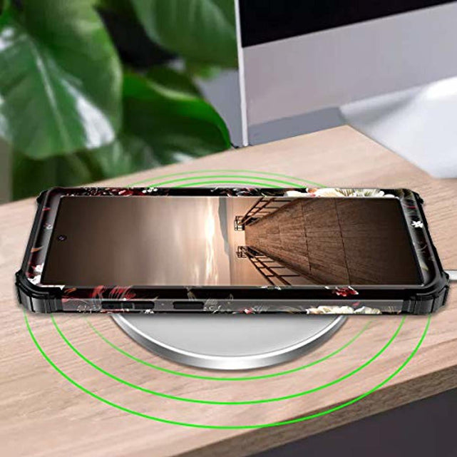 Redpepper Note 10 Plus Cover Fiori Bianco Nero Antishock