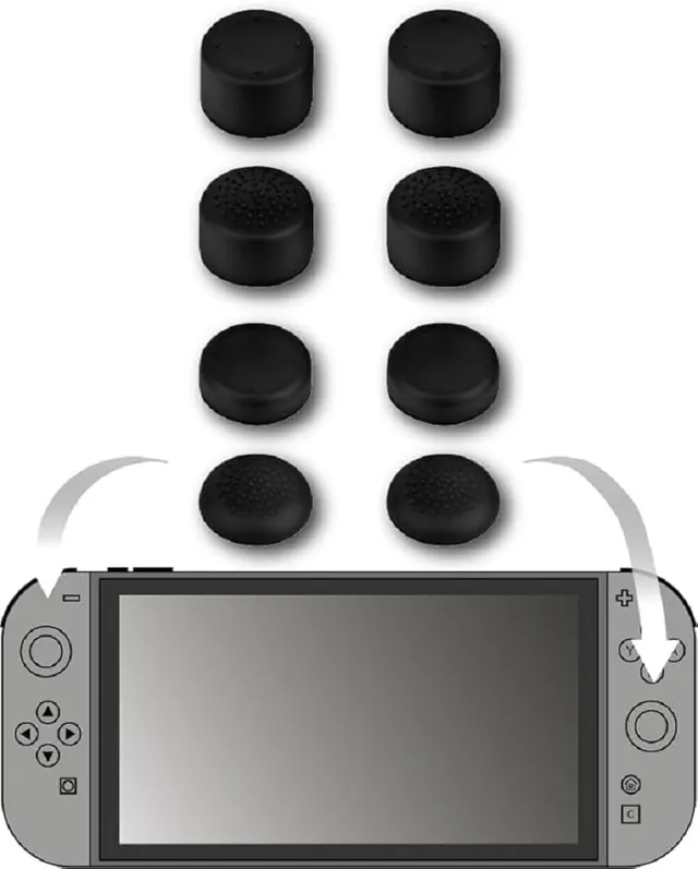 Konix Controllers Thumb Grip Joy-Con Switch 2 Nero 8 Pezzi