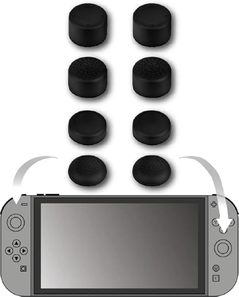 Konix Controllers Thumb Grip Joy-Con Switch 2 Nero 8 Pezzi