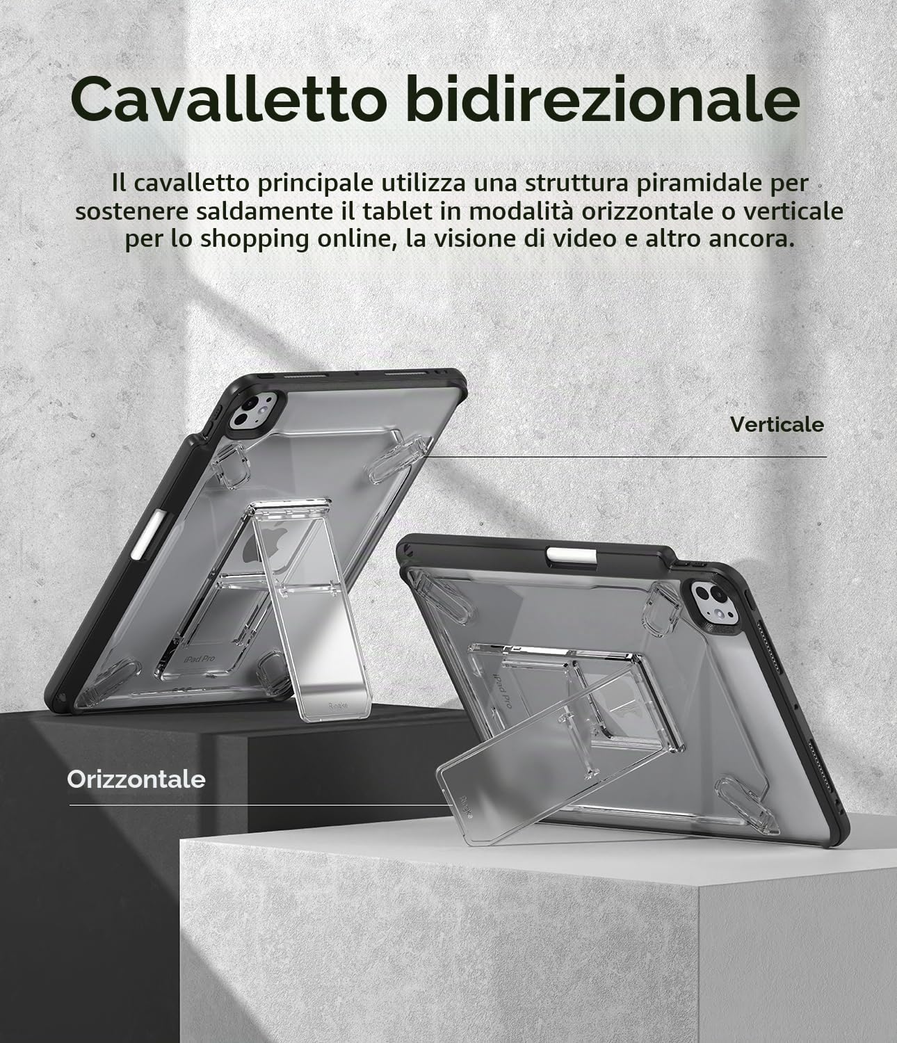 Ringke Fusion Sketch Stand Cover iPad Pro 11" M4 Nera Stand