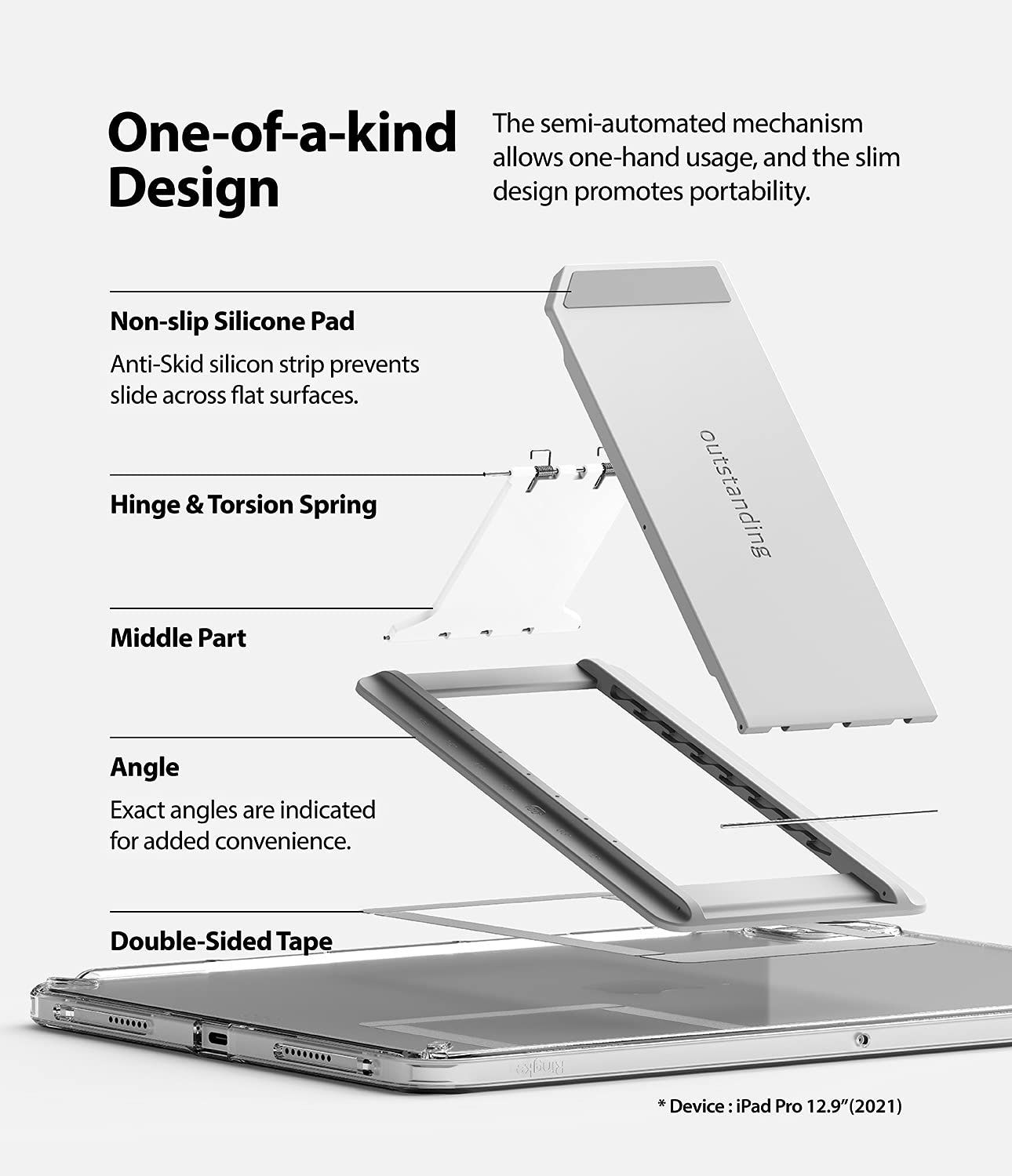 Ringke Fusion Plus iPad Pro 12.9 cover con supporto grigia