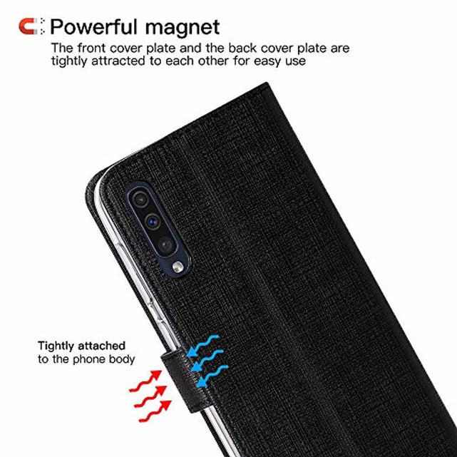 Redpepper Galaxy A70 Custodia Portafoglio Nera con Stand